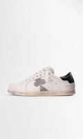 Sneaker De Cuero Milano — Gray Clover (Black Heel)