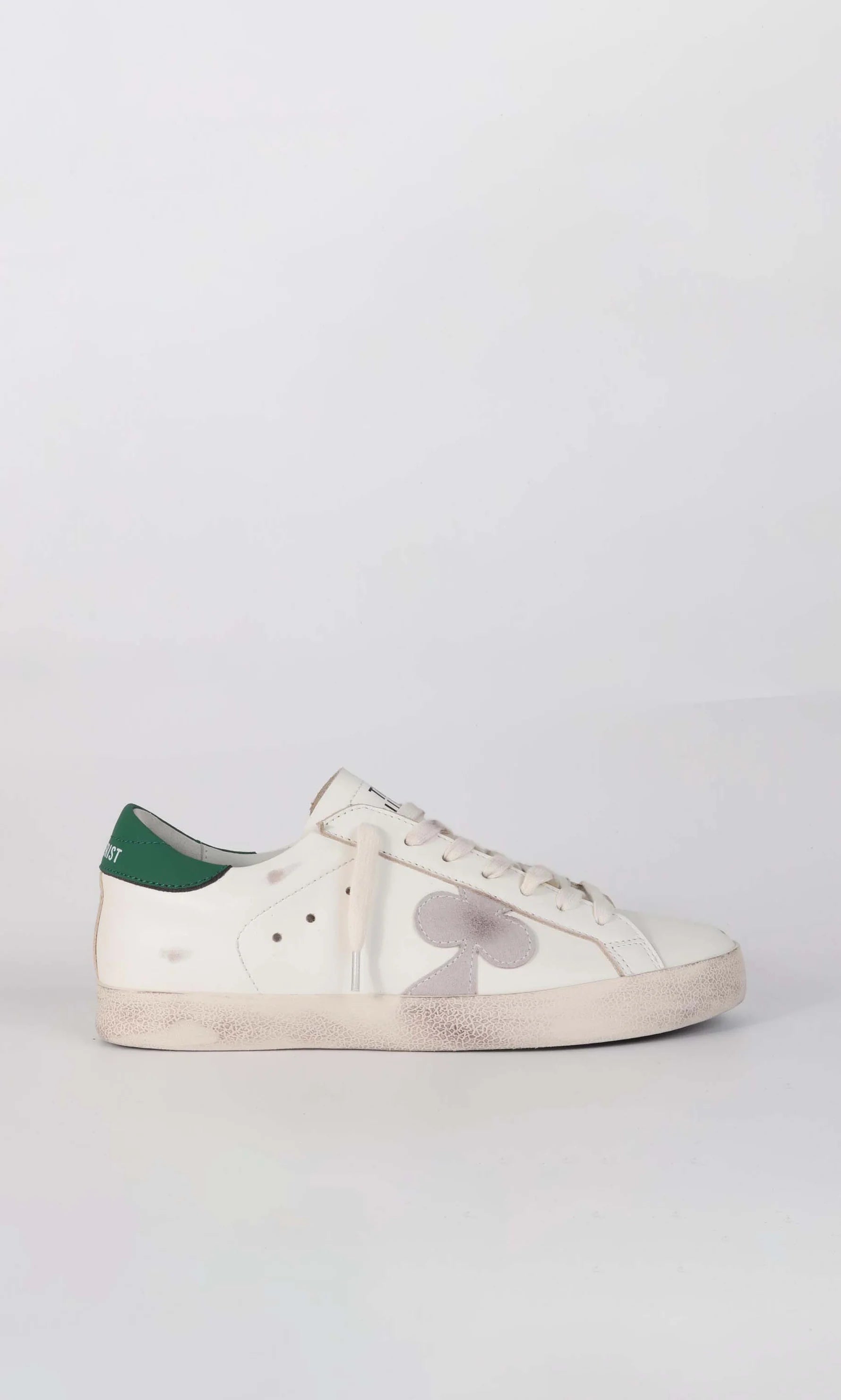 ZAPATOS Distressed Leather Sneaker Verde Blanco THE GALLERIST