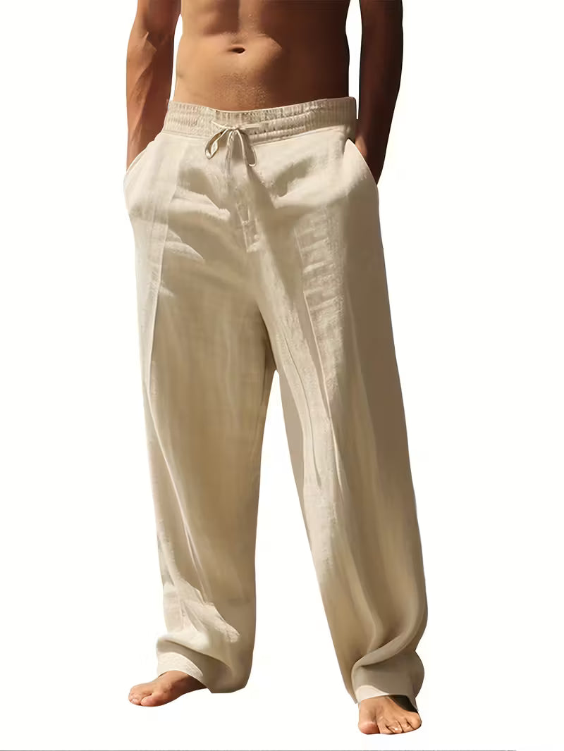Pantalón Lino Hombre Beige