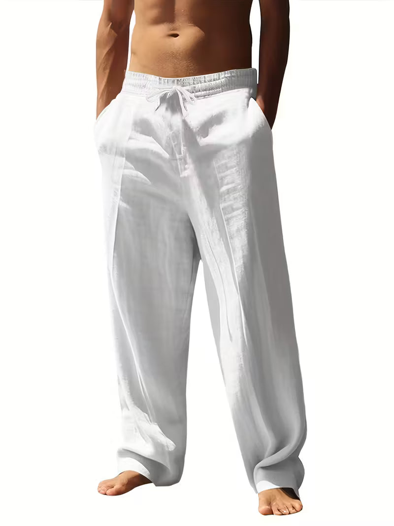 Pantalón Lino Hombre Blanco