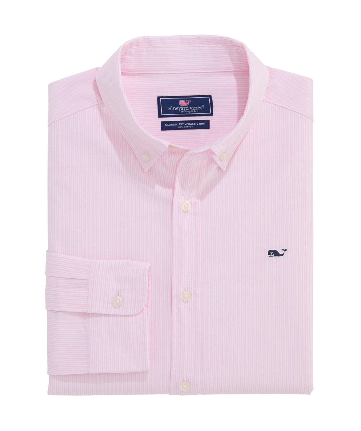 Camisa Manga Larga Stripe Poplin Whale Rosada Vineyard Vines