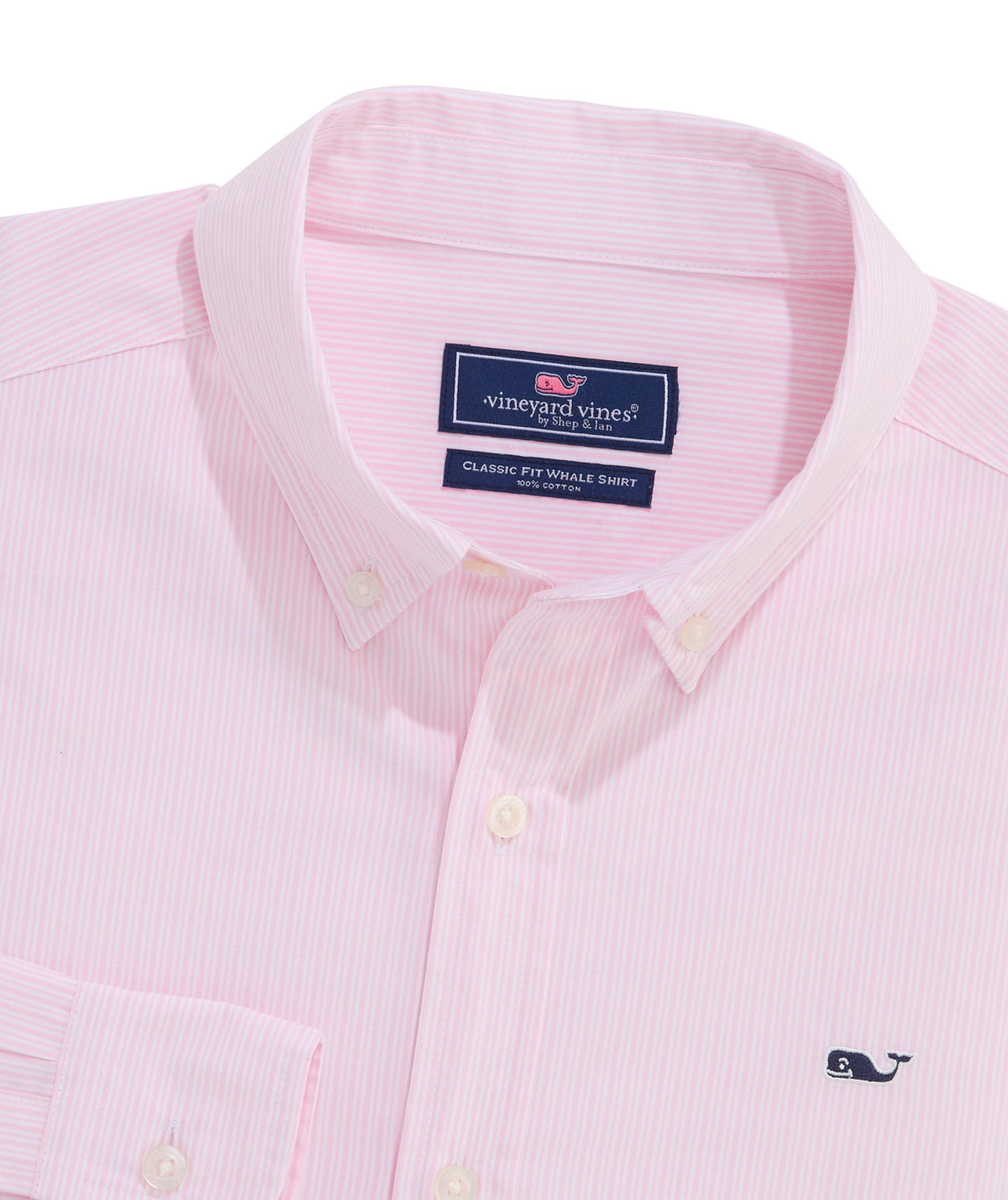 Camisa Manga Larga Stripe Poplin Whale Rosada Vineyard Vines