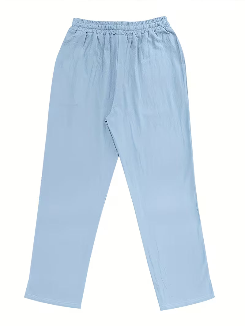 Pantalón Lino Hombre Azul
