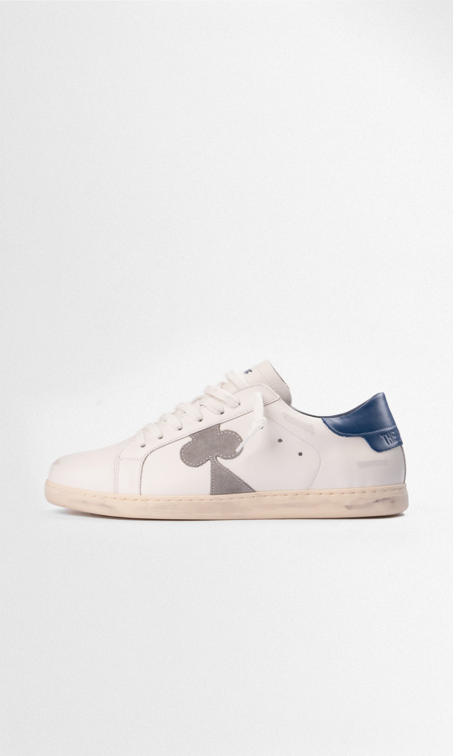 Sneaker De Cuero Geneva — Navy Heel