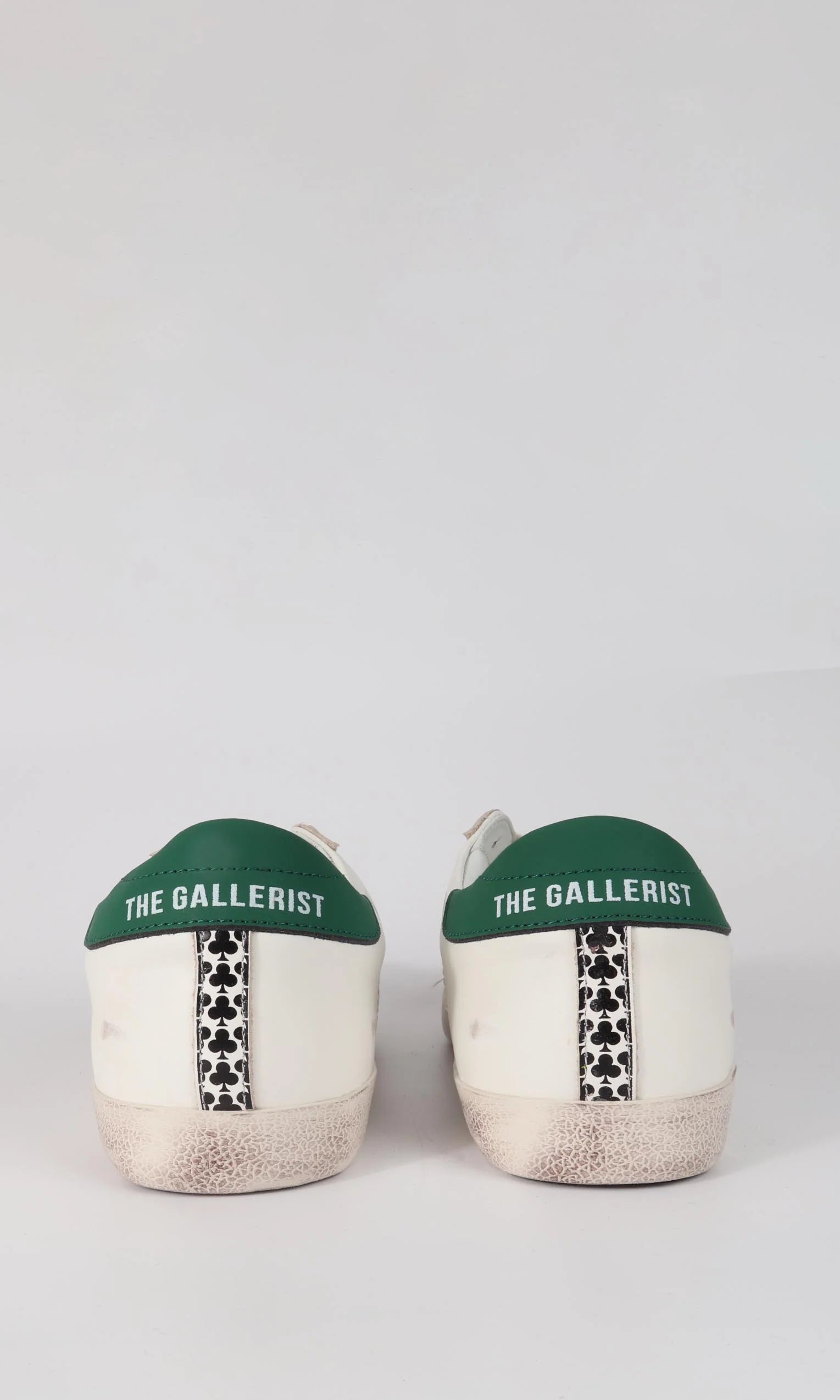 ZAPATOS Distressed Leather Sneaker Verde Blanco THE GALLERIST