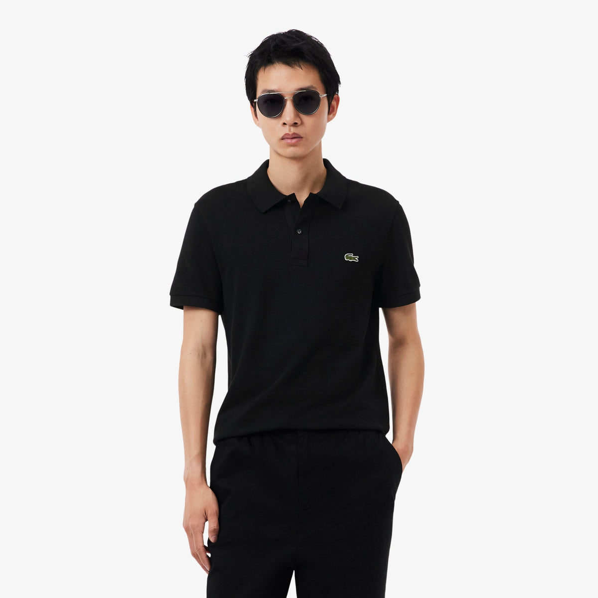 Polo L.12.12 Slim Fit Negro Lacoste