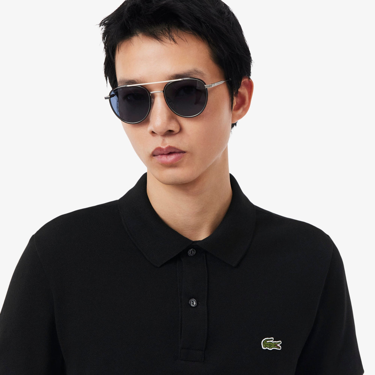 Polo L.12.12 Slim Fit Negro Lacoste