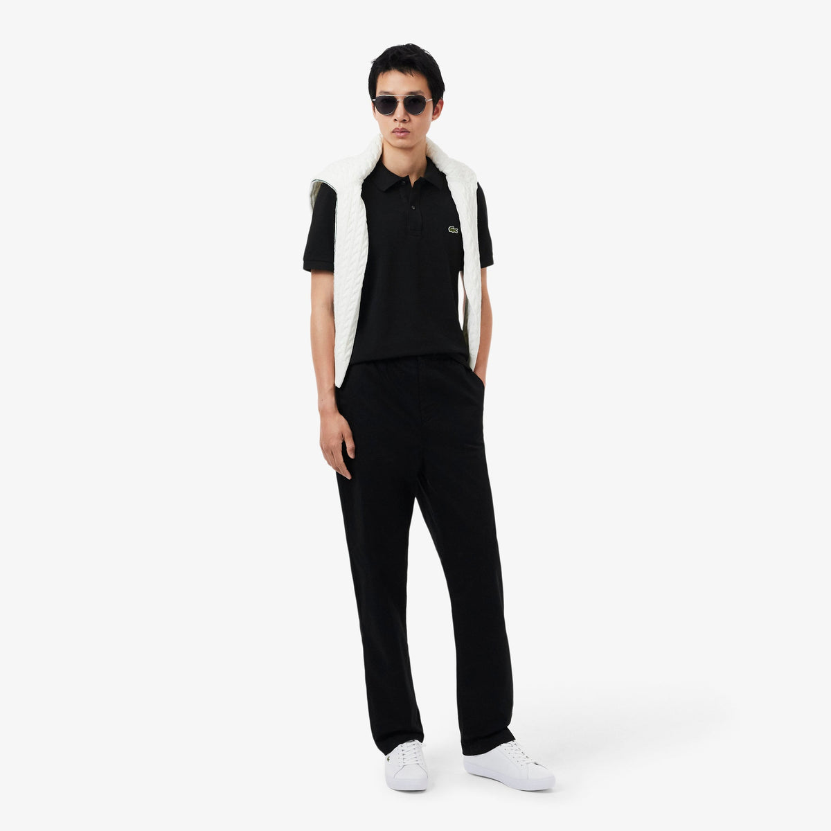 Polo L.12.12 Slim Fit Negro Lacoste