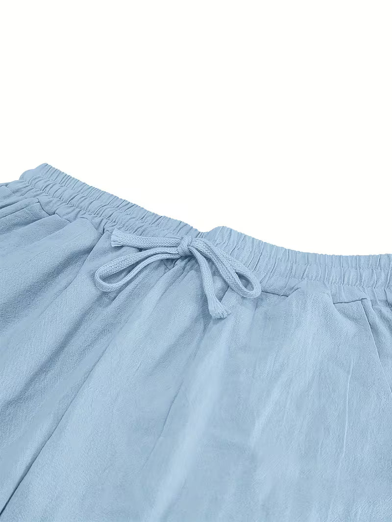 Pantalón Lino Hombre Azul