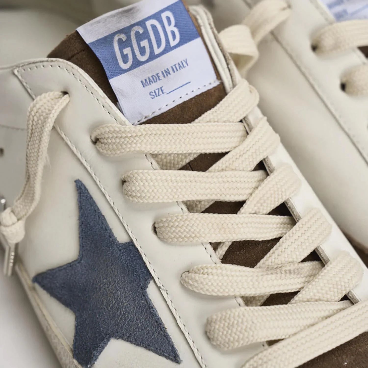 Zapatos Super-Star Hombre Blanco Marrón Azul Golden Goose