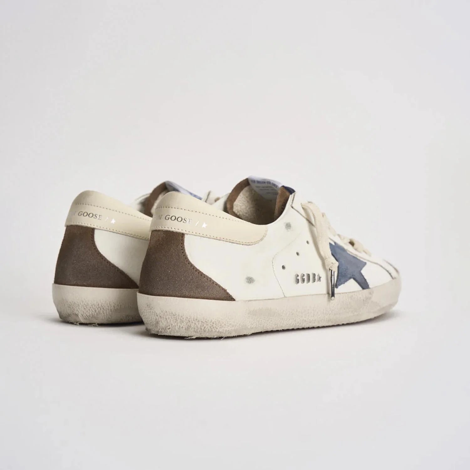 Zapatos Super-Star Hombre Blanco Marrón Azul Golden Goose