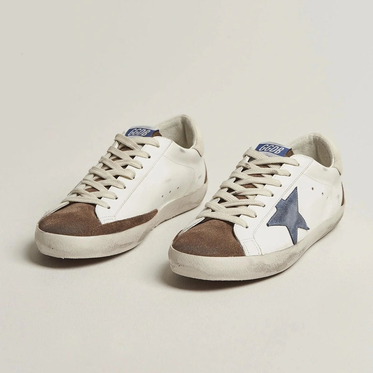 Zapatos Super-Star Hombre Blanco Marrón Azul Golden Goose